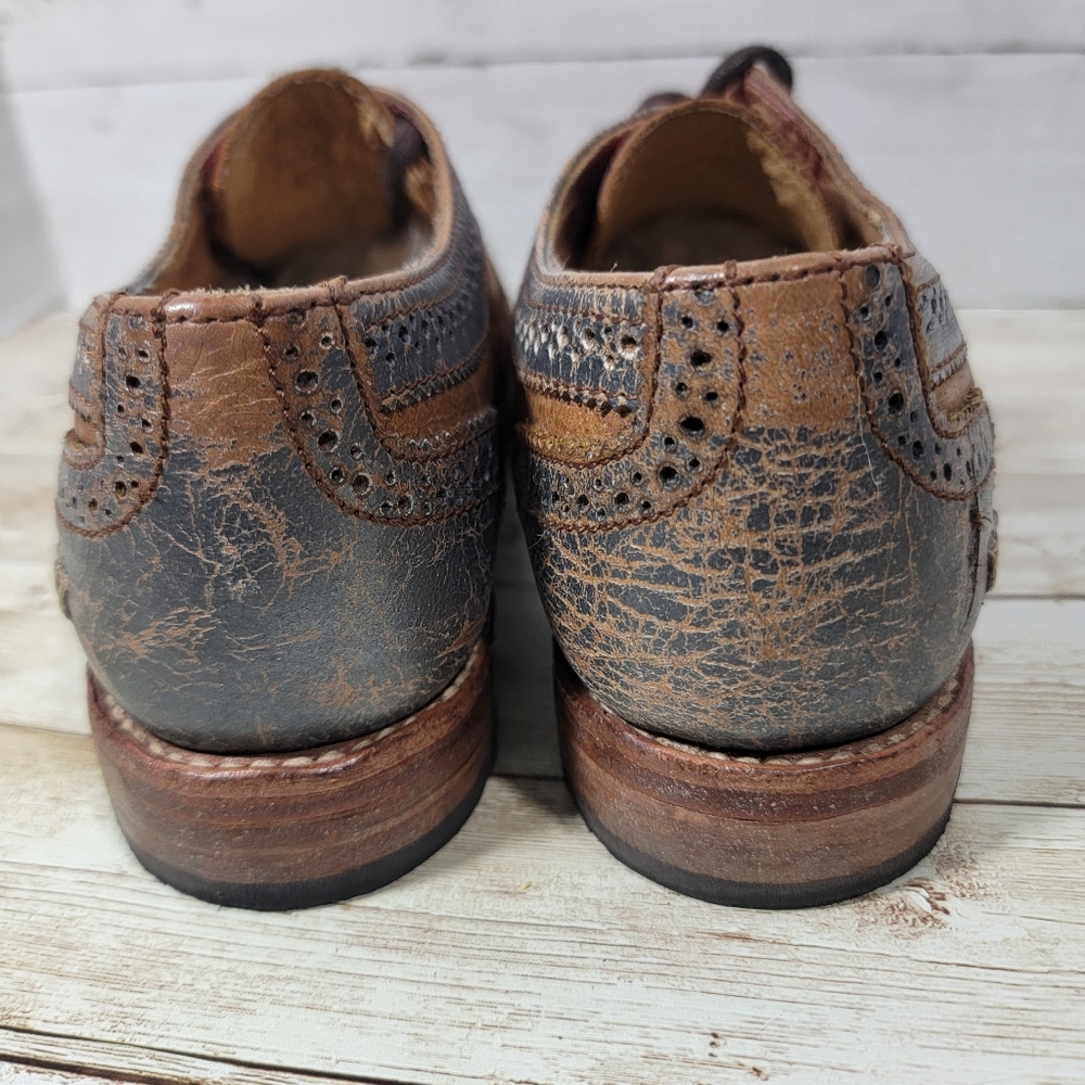 Bed Stu Brown, Pink & Blue Leather Wingtip Oxfords - Picture 6 of 13
